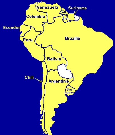 getuigenis Afgeschaft Buskruit Koken op de kaart van Midden en Zuid-Amerika